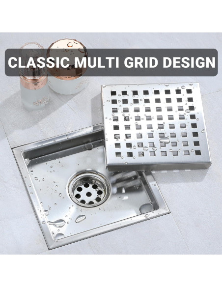 Desagüe Cuadrado TRJIKAG 10.16x10.16 cm Acero Inoxidable Níquel