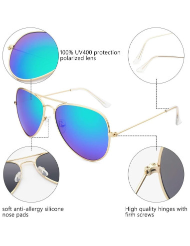 Gafas de Sol Livh Aviador Polarizadas UV400 Dorado