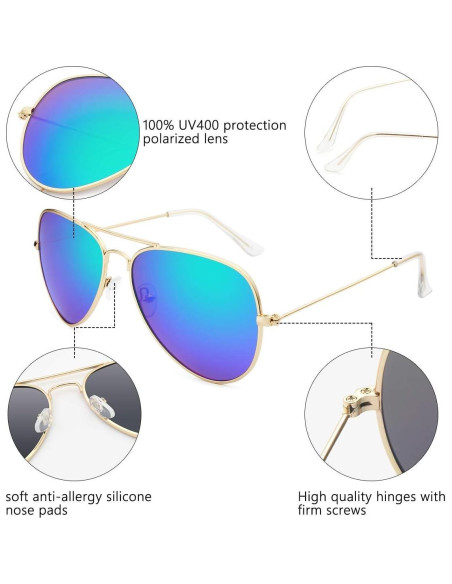 Gafas de Sol Livh Aviador Polarizadas UV400 Dorado