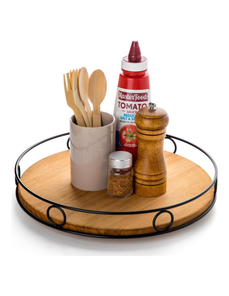 Organizador giratorio Lazy Susan Nucookery 25.4 cm madera ecológica