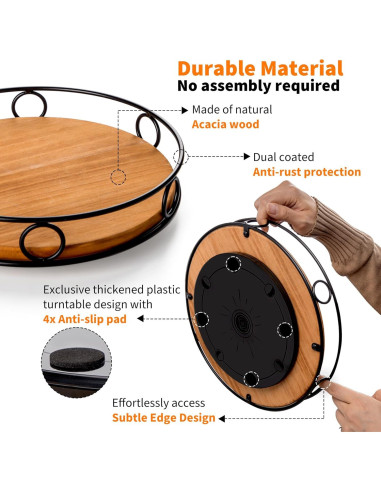 Organizador giratorio Lazy Susan Nucookery 25.4 cm madera ecológica