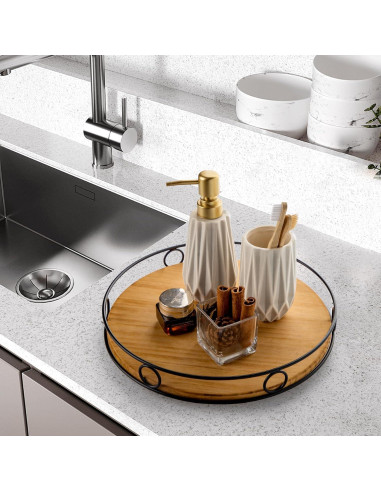 Organizador giratorio Lazy Susan Nucookery 25.4 cm madera ecológica