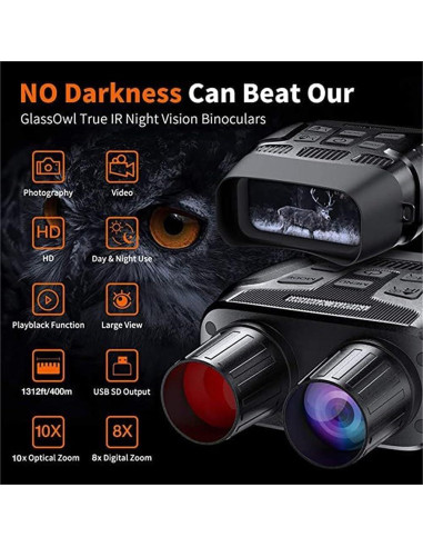 Gafas de Visión Nocturna EliteZ 4K, Zoom Digital 8X, 32GB