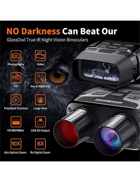 Gafas de Visión Nocturna EliteZ 4K, Zoom Digital 8X, 32GB