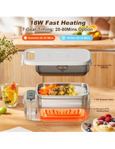 Caja de Almuerzo Calentada Inalámbrica VVU&CCO 1L Acero Inoxidable 2