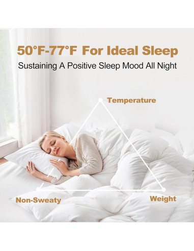 Edredón de Plumas de Pato DownAero Queen 100% Algodón Blanco