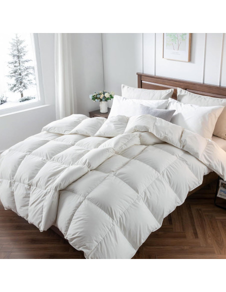 Edredón de Plumas de Pato DownAero Queen 100% Algodón Blanco