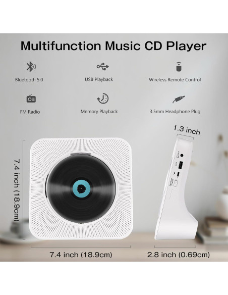 Reproductor de CD portátil TODANGAI KC-806 Bluetooth FM USB