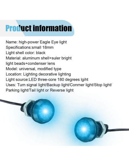 10 Luces LED Ojo de Águila KITUREK 12V Impermeables Azul