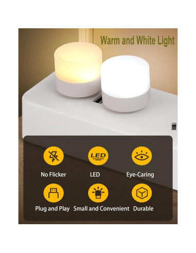 Luz Nocturna USB Ioyaauy LED 6PCS Cálidas 3.56cm