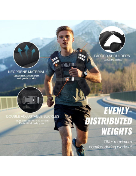 Chaleco con peso VEVOR 5.4 kg ajustable con reflectante