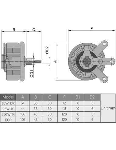 Potenciometro Cerámico 25W 1K Ohm Fielect Regulador RPM