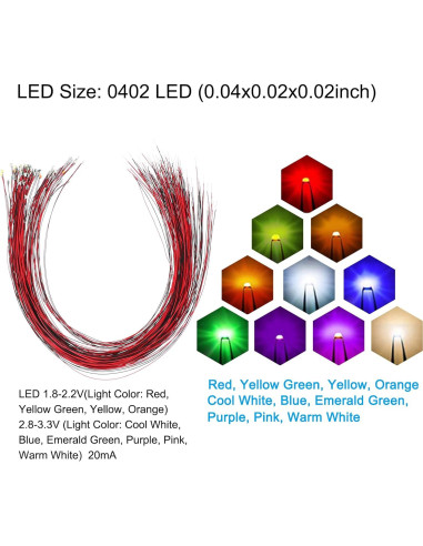 Juego de Micro LED Pre-cableado PATIKIL 100 Piezas 25 cm