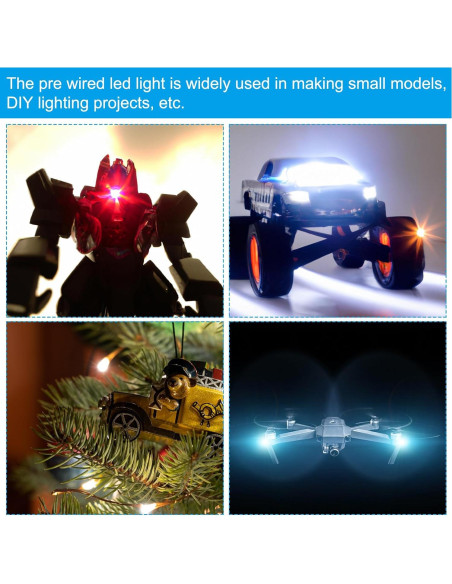 Juego de Micro LED Pre-cableado PATIKIL 100 Piezas 25 cm