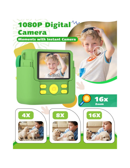 Cámara Instantánea para Niños Careenoah 1080P Verde 32GB