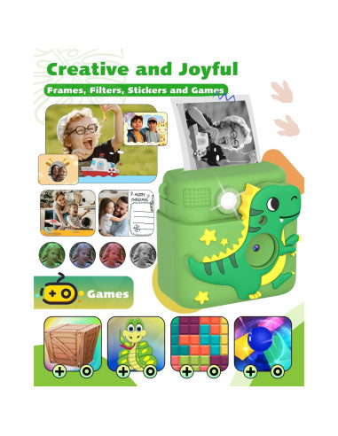 Cámara Instantánea para Niños Careenoah 1080P Verde 32GB