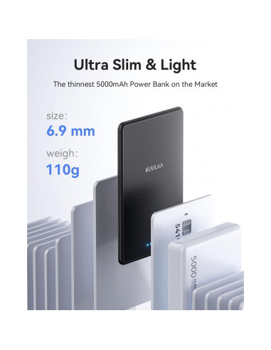 Batería Portátil MagSafe Kuulaa 5000mAh Ultra Delgado Negro