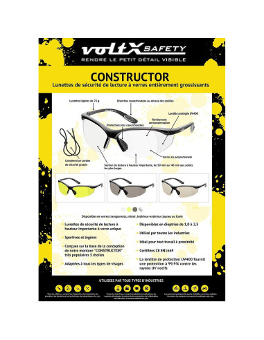 Gafas de Seguridad VoltX Constructor +2.5 Dioptrías Ahumado
