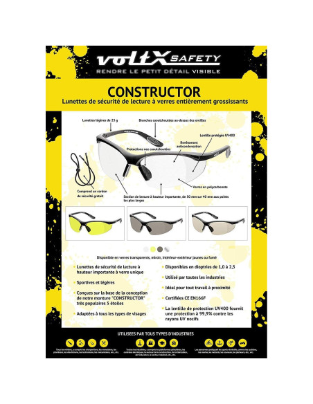 Gafas de Seguridad VoltX Constructor +2.5 Dioptrías Ahumado Gafas de Seguridad VoltX Constructor +2.5 Dioptrías Ahumado