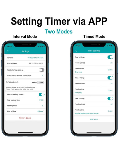 Comedero Automático WiFi VSON para Peces 450ml USB