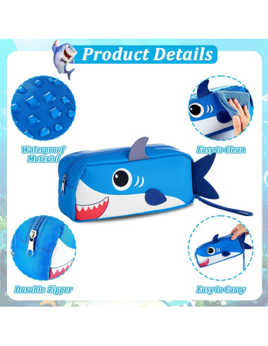 Estuche de Lápices 3D Tiburón Qyeahkj - Gran Capacidad