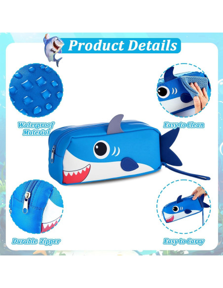 Estuche de Lápices 3D Tiburón Qyeahkj - Gran Capacidad