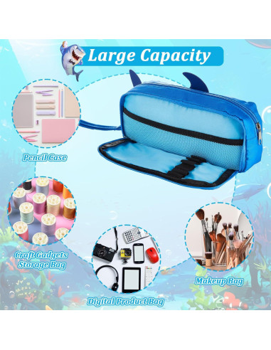 Estuche de Lápices 3D Tiburón Qyeahkj - Gran Capacidad