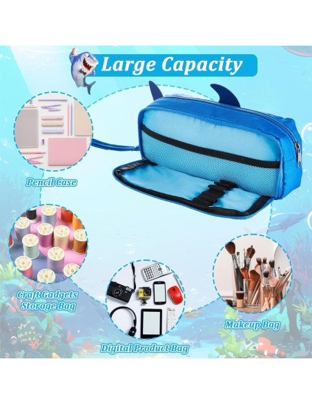 Estuche de Lápices 3D Tiburón Qyeahkj - Gran Capacidad