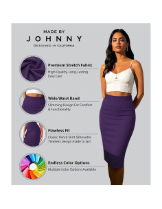 Falda Lápiz Cintura Alta Premium Johnny Mujeres Berenjena 2