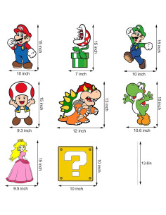 Decoraciones de Fiesta de Cumpleaños Mario 8PCS Carteles Jardín 2