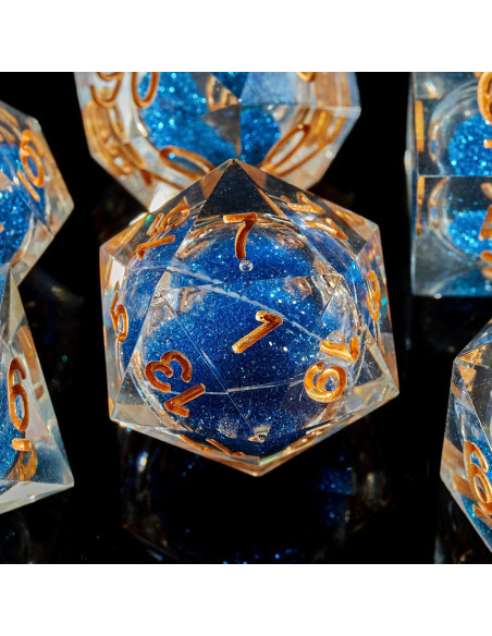 Juego de Dados DND Fugacity 7 Piezas Resina Azul Profundo