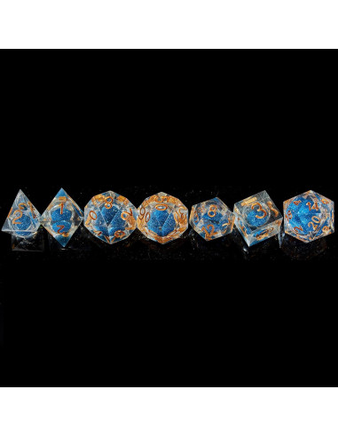 Juego de Dados DND Fugacity 7 Piezas Resina Azul Profundo