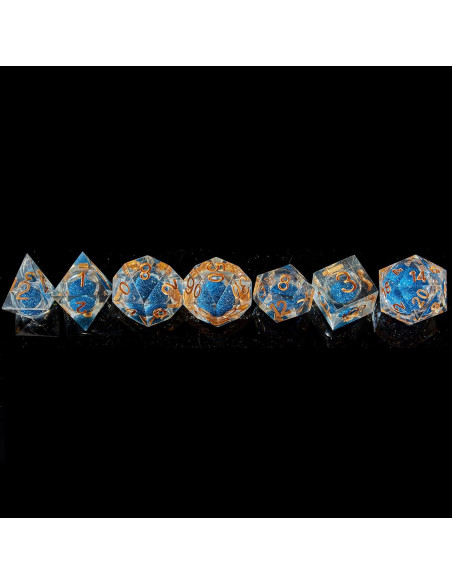Juego de Dados DND Fugacity 7 Piezas Resina Azul Profundo