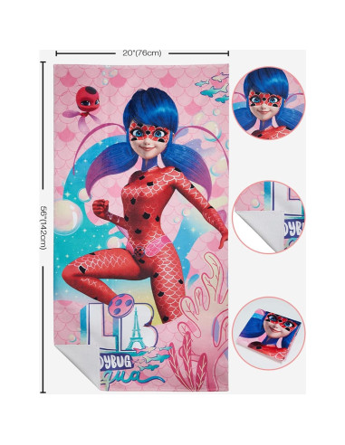 Toalla de baño Micotaku Aqua Ladybug 127x76 cm suave