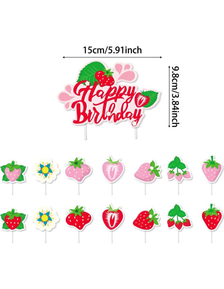 Decoraciones de Fiesta de Cumpleaños de Fresa SnowCow - Banner y Adornos