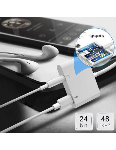 Adaptador Lightning a 3.5mm + Carga - esbeecables - 2 en 1