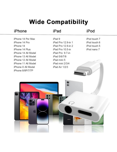 Adaptador Lightning a 3.5mm + Carga - esbeecables - 2 en 1