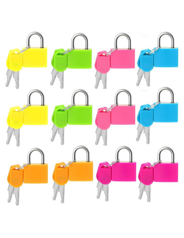 12 Candados de Equipaje DUGJUB con Llave - Metal Colorido 3.3x2.3cm