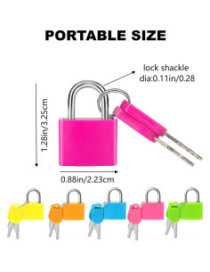 12 Candados de Equipaje DUGJUB con Llave - Metal Colorido 3.3x2.3cm 2