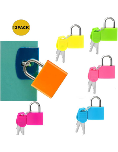 12 Candados de Equipaje DUGJUB con Llave - Metal Colorido 3.3x2.3cm