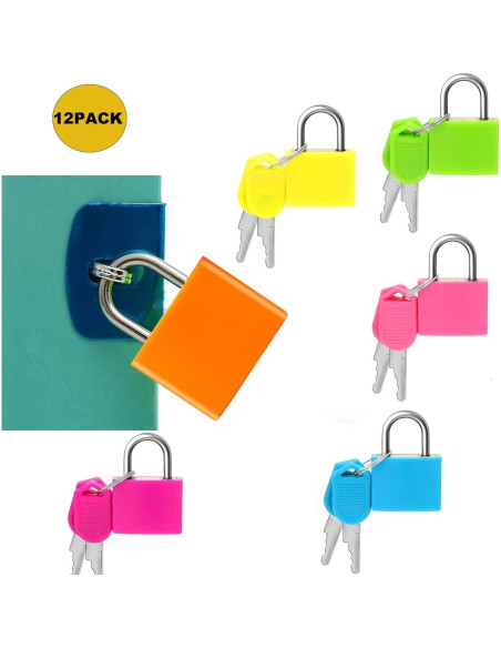 12 Candados de Equipaje DUGJUB con Llave - Metal Colorido 3.3x2.3cm
