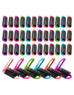 30 Cepillos de Pelo Plegables Chunful con Espejo - Viaje