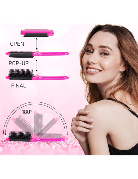 30 Cepillos de Pelo Plegables Chunful con Espejo - Viaje