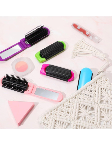 30 Cepillos de Pelo Plegables Chunful con Espejo - Viaje
