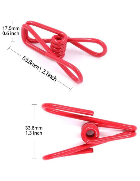 30 Clips de Chip Rojos Yansanido 5 cm Alta Elasticidad