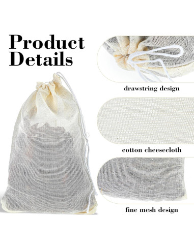 10 Bolsas de Especias Piriuuo de Algodón 10x15 cm Reutilizables