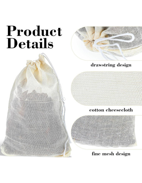 10 Bolsas de Especias Piriuuo de Algodón 10x15 cm Reutilizables