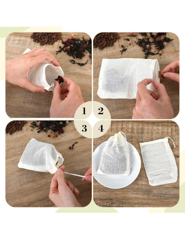 10 Bolsas de Especias Piriuuo de Algodón 10x15 cm Reutilizables