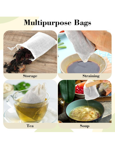 10 Bolsas de Especias Piriuuo de Algodón 10x15 cm Reutilizables