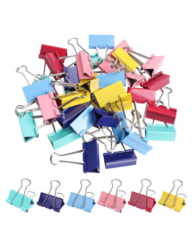 Clips de Carpeta Grandes Ufmarine 4.1 cm 36 Piezas Colores
